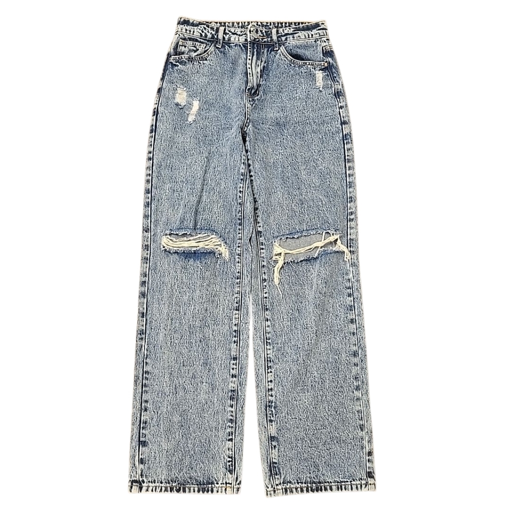 Shein Distressed Blue Jeans Women’s Size 28 Butterfly Back Design Denim Pants